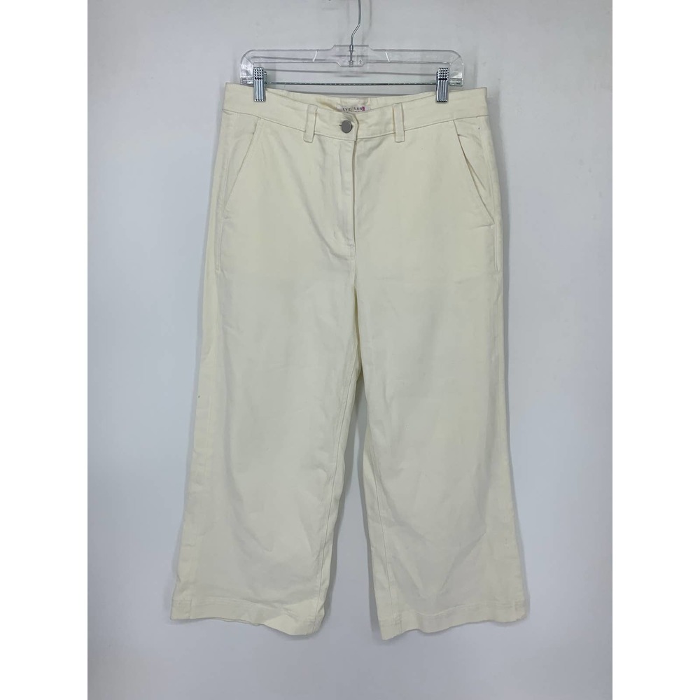 Everlane Women's Size 12 Wide Legs Crop Pants Flat Front Cream White *FLAWS